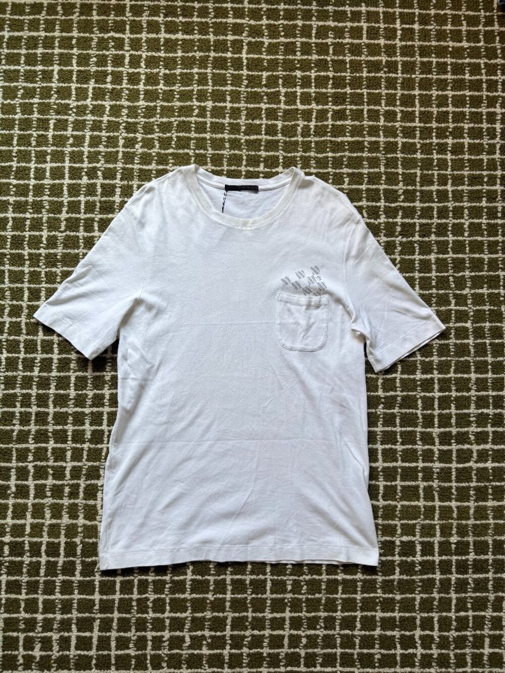 Louis Vuitton Men's Pocket T-Shirt White Grey Damier Print Sz M